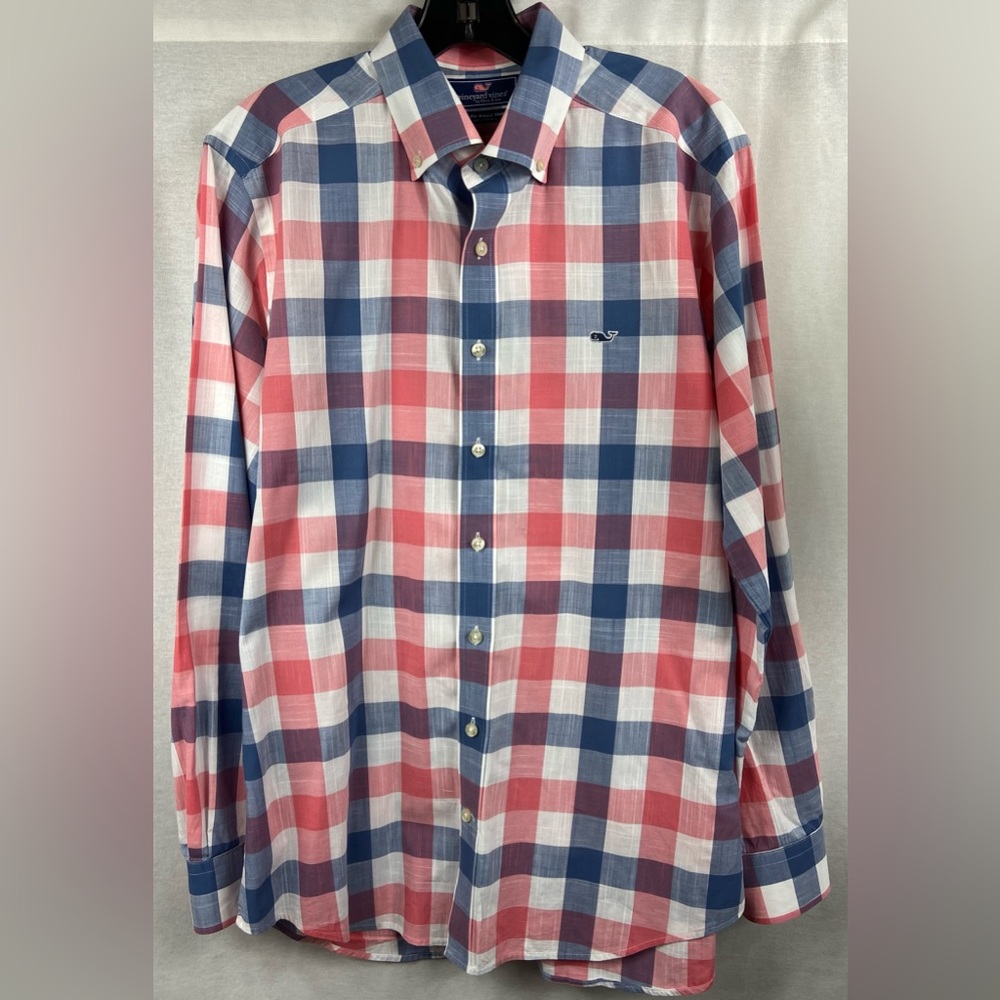Vineyard Vines Halyard Check Slim Fit Whale Button Up Shirt Men’s M